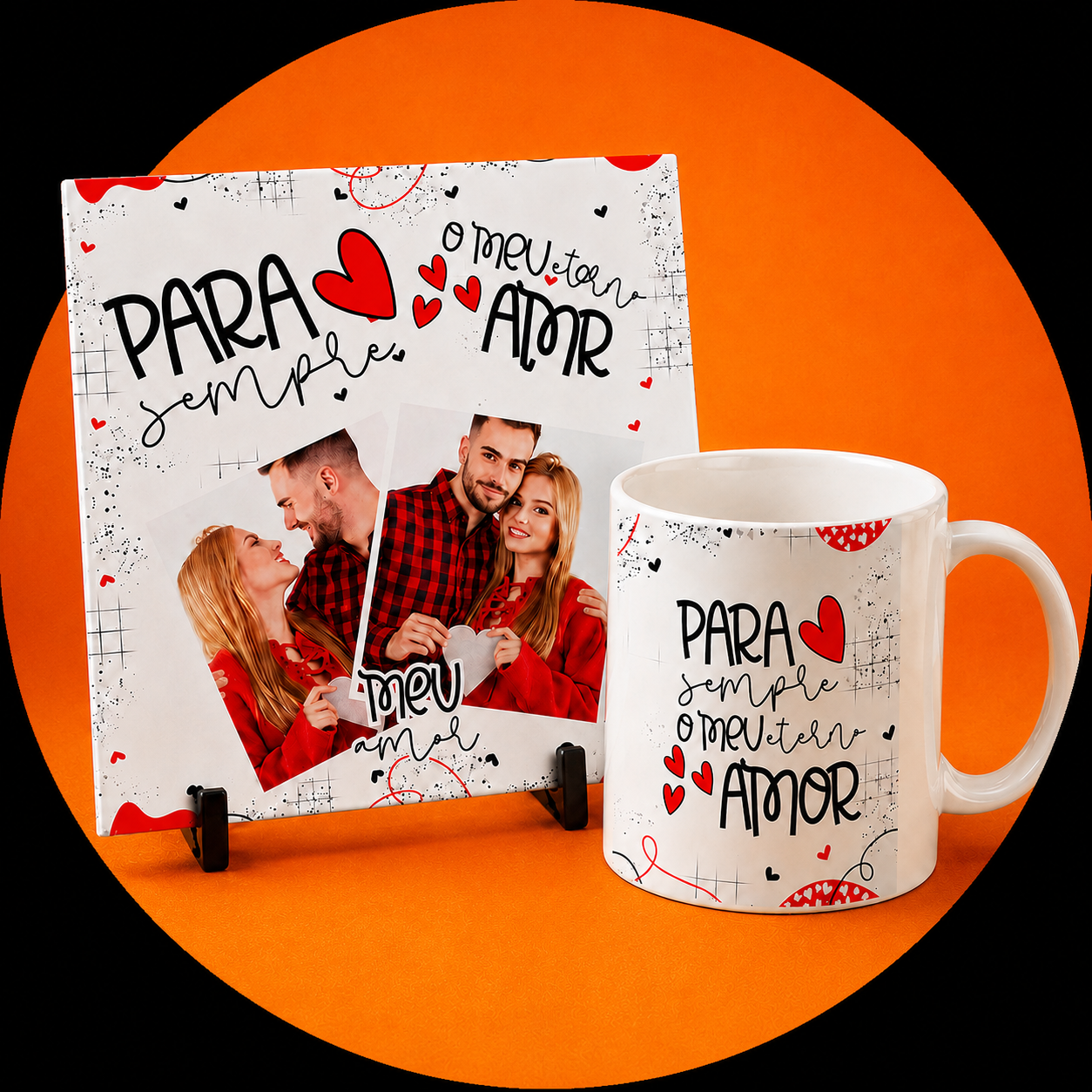 Caneca e azulejo personalizados